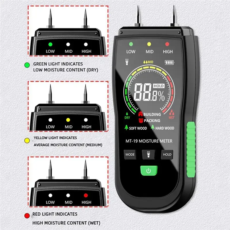New color screen wood moisture meter wall moisture content test carton humidity detection cement brick moisture tester