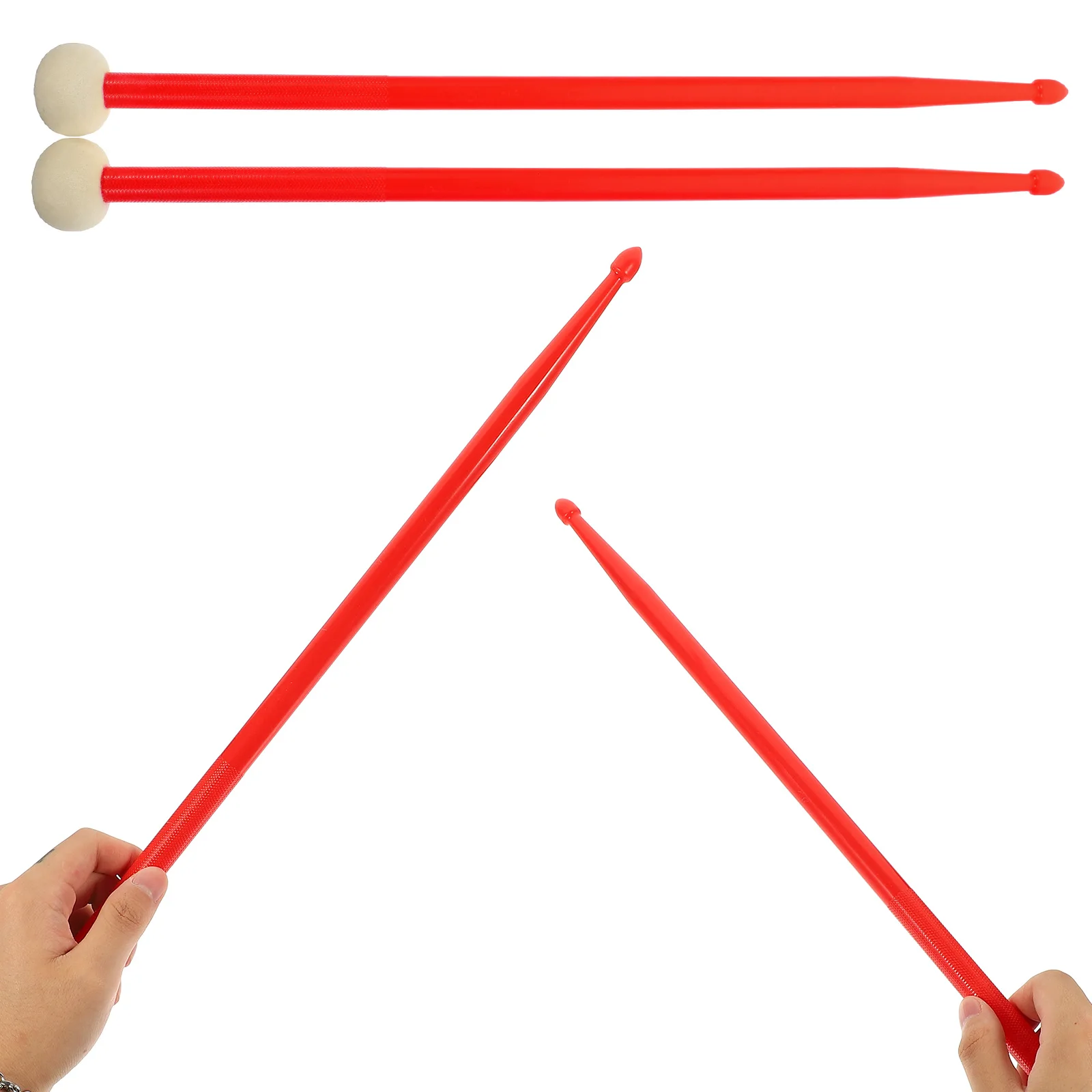 

Double-headed Drumsticks Smooth Surface Comfortable Feeling Durable Percussion Practical Use Musical Beginner Kids Nylon Felt