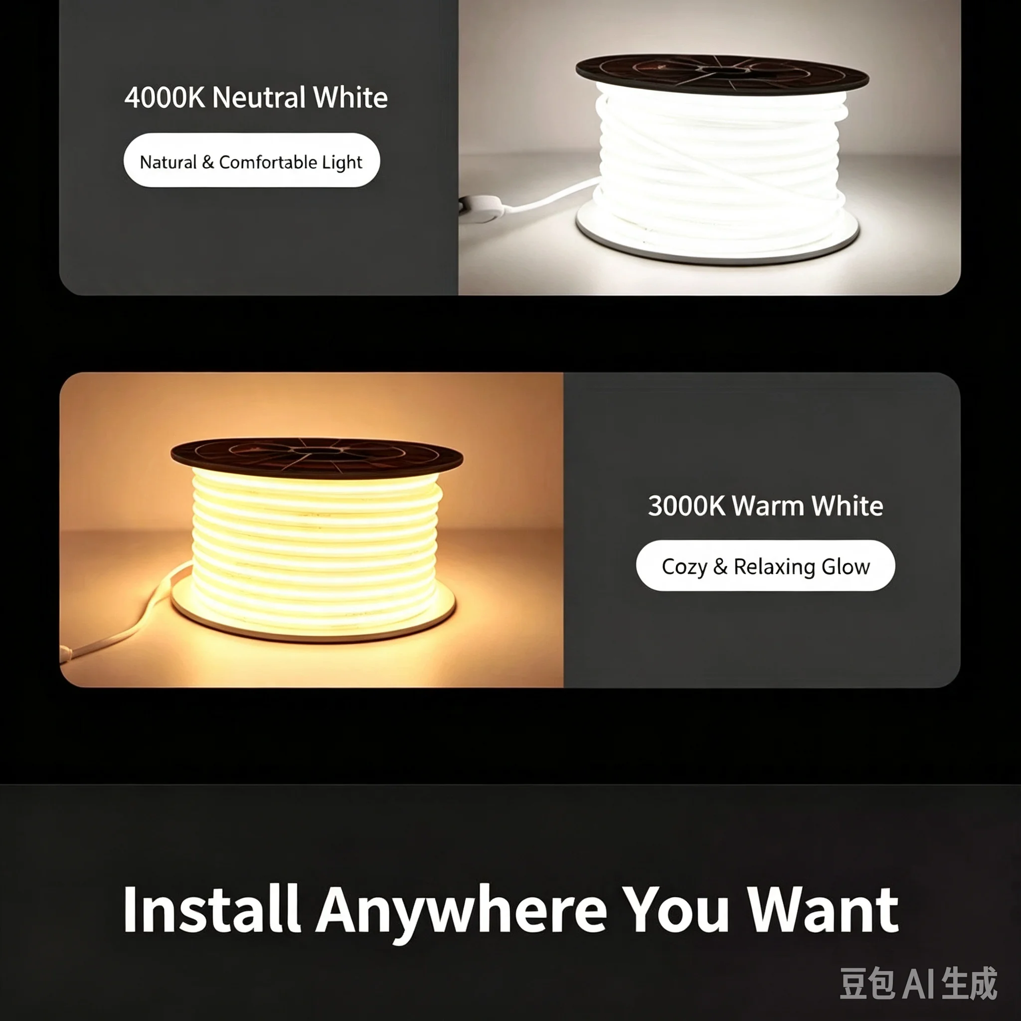 1 Piece of Touch-Dimmable Cob Neon Light Strip, Touch-Controlled Adjustable Light Brightness, Soft and High-Brightness Led Strip, Can Be Cut to Size, Suitable for Indoor and Outdoor Lighting, Holiday Party Decoration,