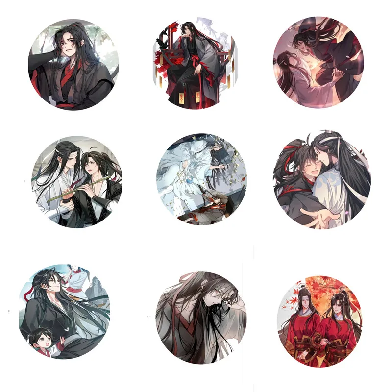 Mo Dao Zu Shi Anime Badge Lan Wangji And Wei Wuxian Cartoon Figure Brooches Cosplay Exquisite Accessory Brooch Pendant Gifts