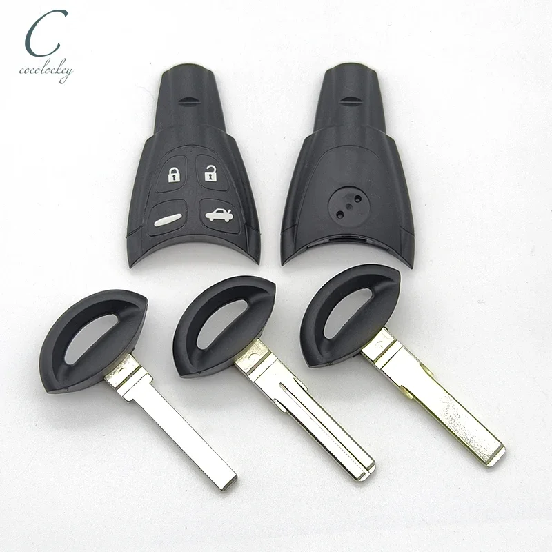 

Cocolockey New Key Shell Housing Fit For SAAB 9-5 95 2003-2009 Year 4 Buttons Smart Car Keys Fob Uncut Blade Replacement