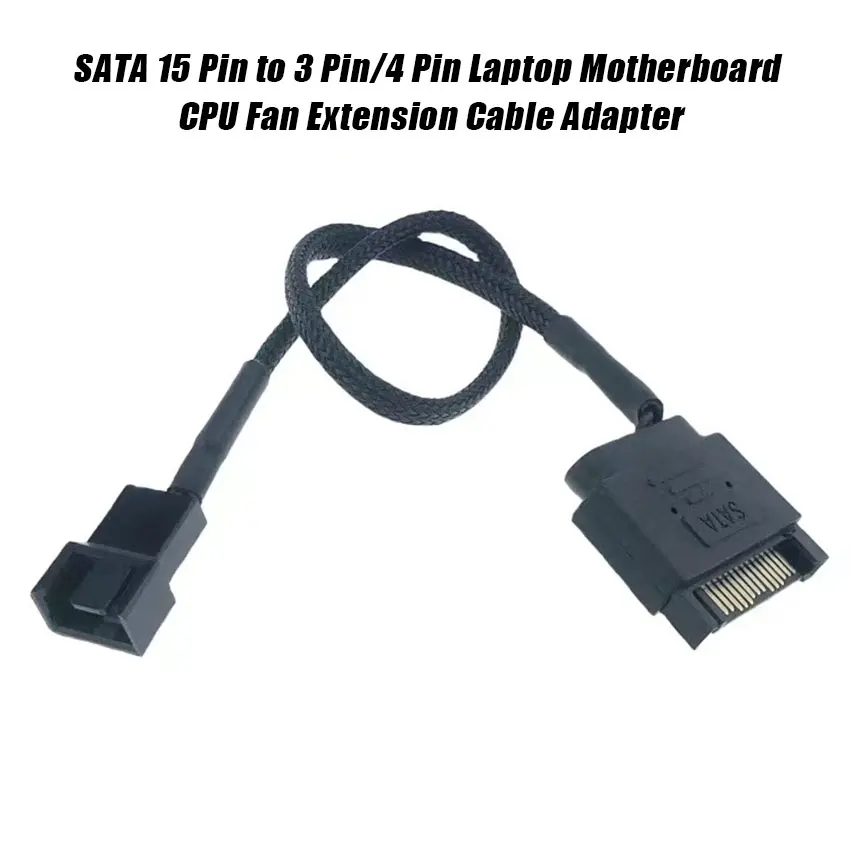 SATA 15 Pin to 1/2 Cooling Fan Interface 3 Pin/4 Pin Laptop Motherboard CPU Fan Extension Cable Adapter Cable