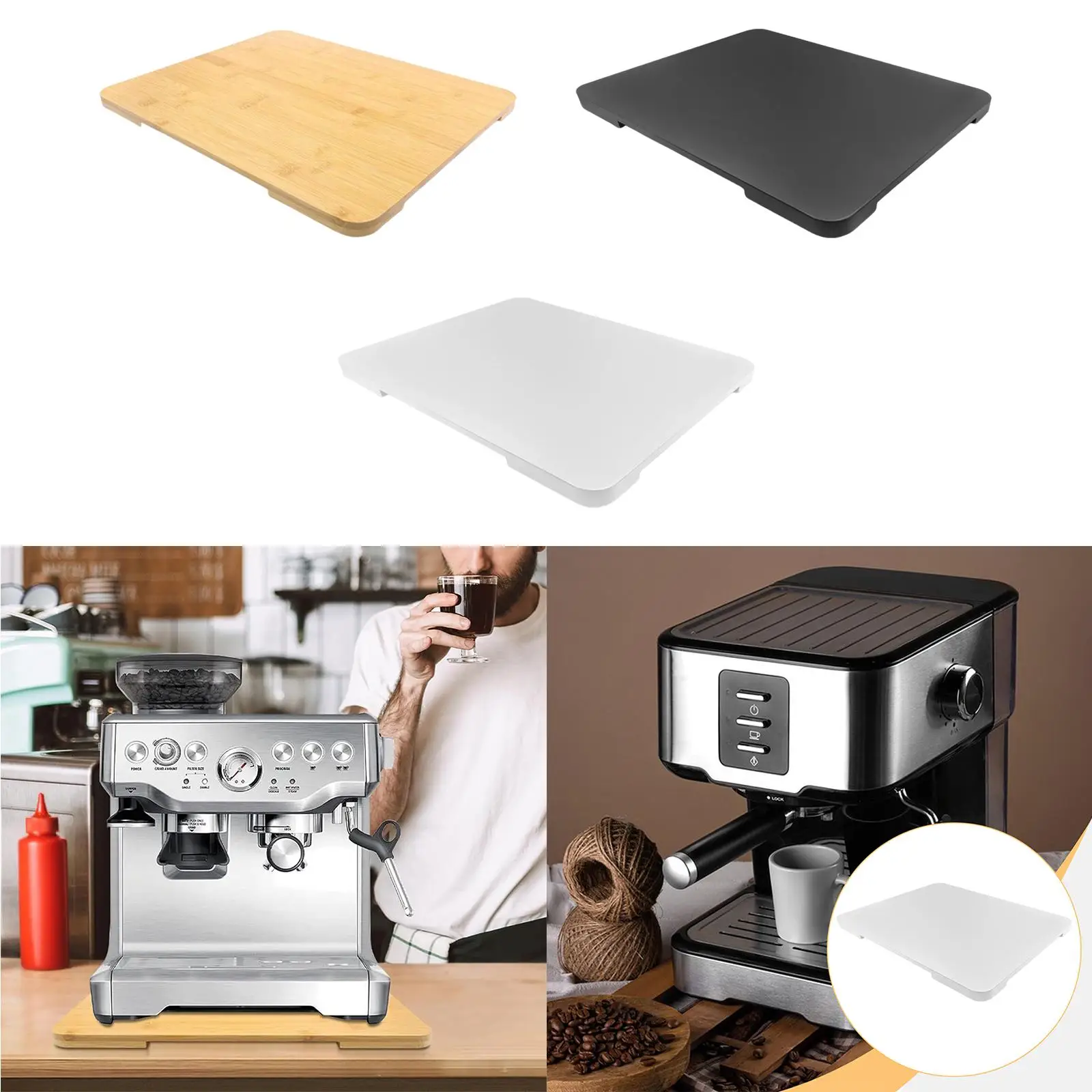 Coffee Maker Sliding Wooden Appliance Slider Wood Coffee Stand Coffee Maker