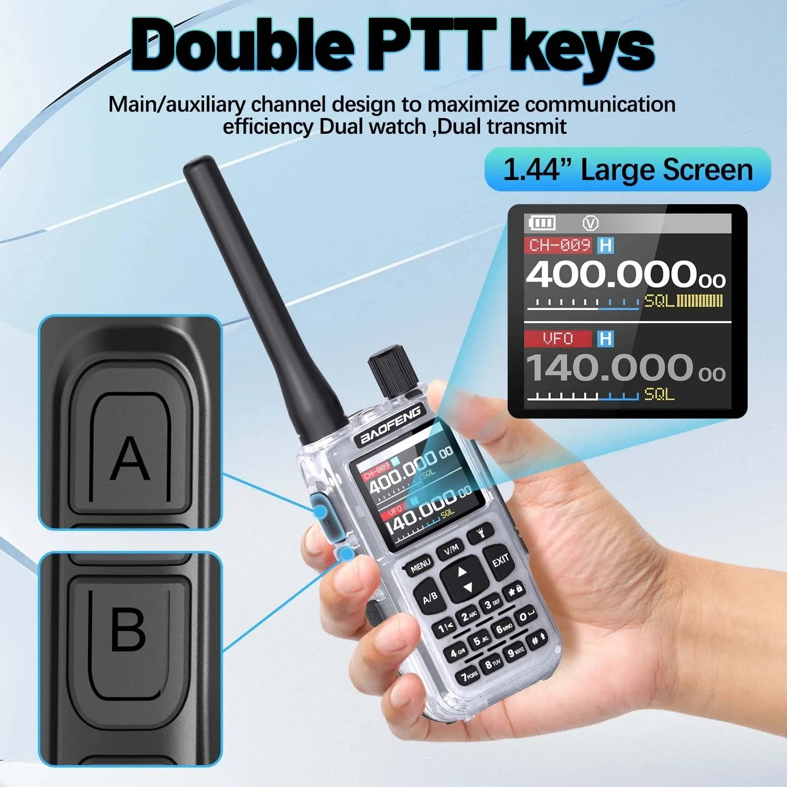 2PCS BAOFENG Mini 5 Dual PTT Walkie Talkie Bluetooth APP Programming AM/FM NOAA TYPE-C Charger Upgrade UV-5R Mini Ham Radio