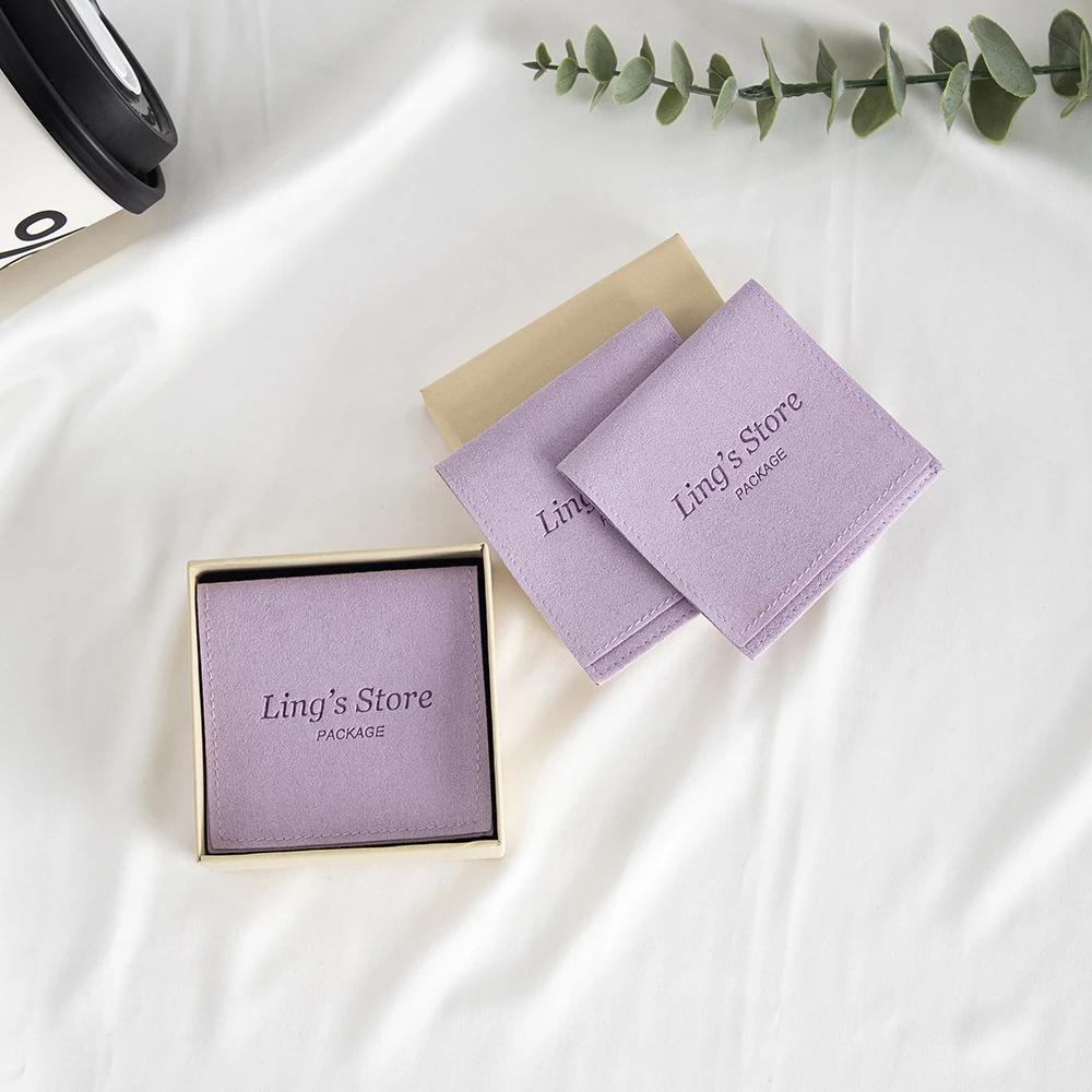 

100Pcs Custom Logo Violet Jewelry Packaging Bag Microfiber Gift Envelope Pouches Travel Wedding Portable Pocket Can Personalized