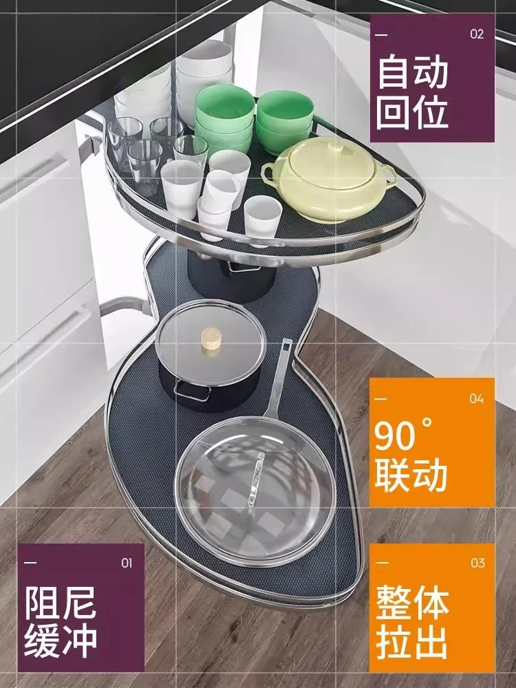 Corner basket Kitchen cabinet Multifunctional storage rack Shelf Corner rotating little monster flying saucer