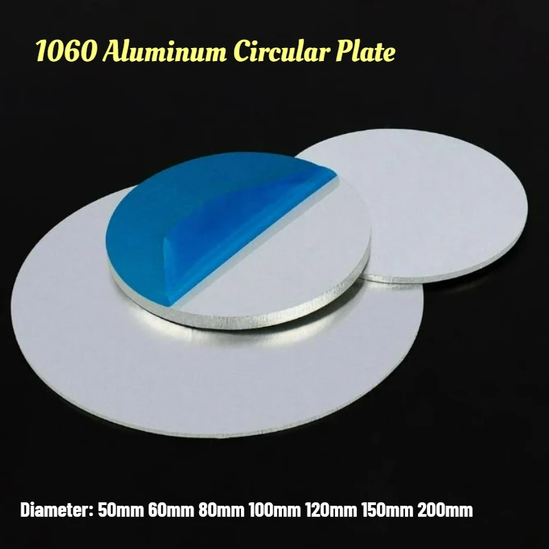 Diameter 50mm-200mm Aluminum Alloy Round Disc 0.5mm~8mm Thick 1060 Pure Aluminum Sheet for DIY Craft Metal Crafting