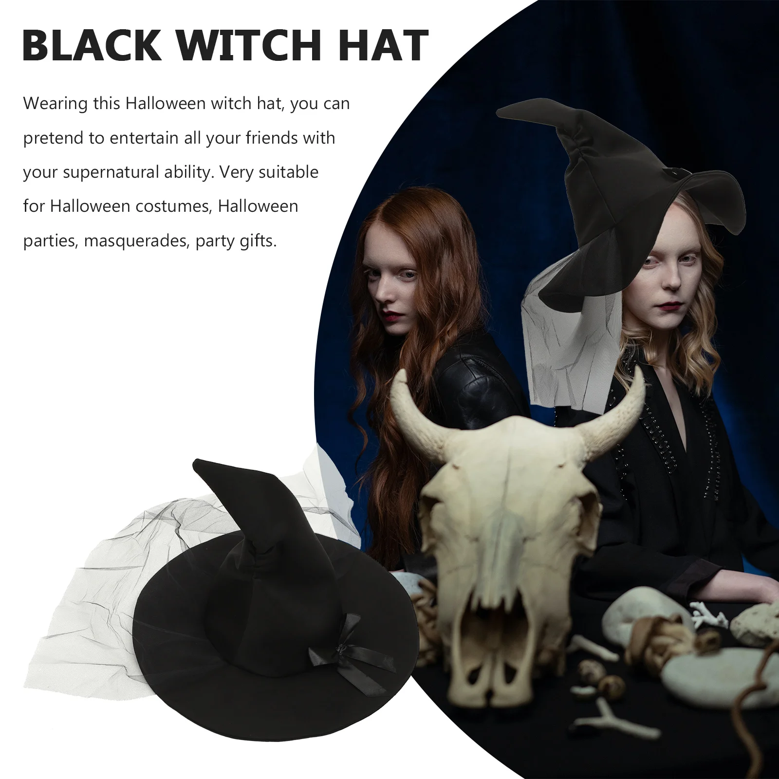 

Wizard Hat Supple Mesh Elegant Wrinkle Design Halloween Party Cosplay nament Easy Clean Reusable Festive Charm Different