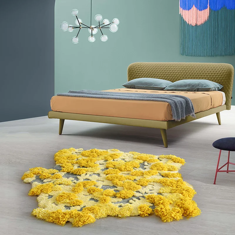 Luxury Handmade Tufted Wool 3D Irregular Abstract Yellow Forest Moss Carpet