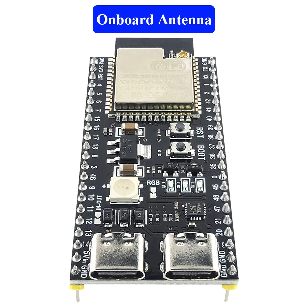 ESP32-S3 Entwicklungsboard mit Erweiterungsadapter-Kit 2,4G WLAN BT Modul MCU ESP32-S3WROOM1 N16R8 44-Pin Typ-C ESP32S3