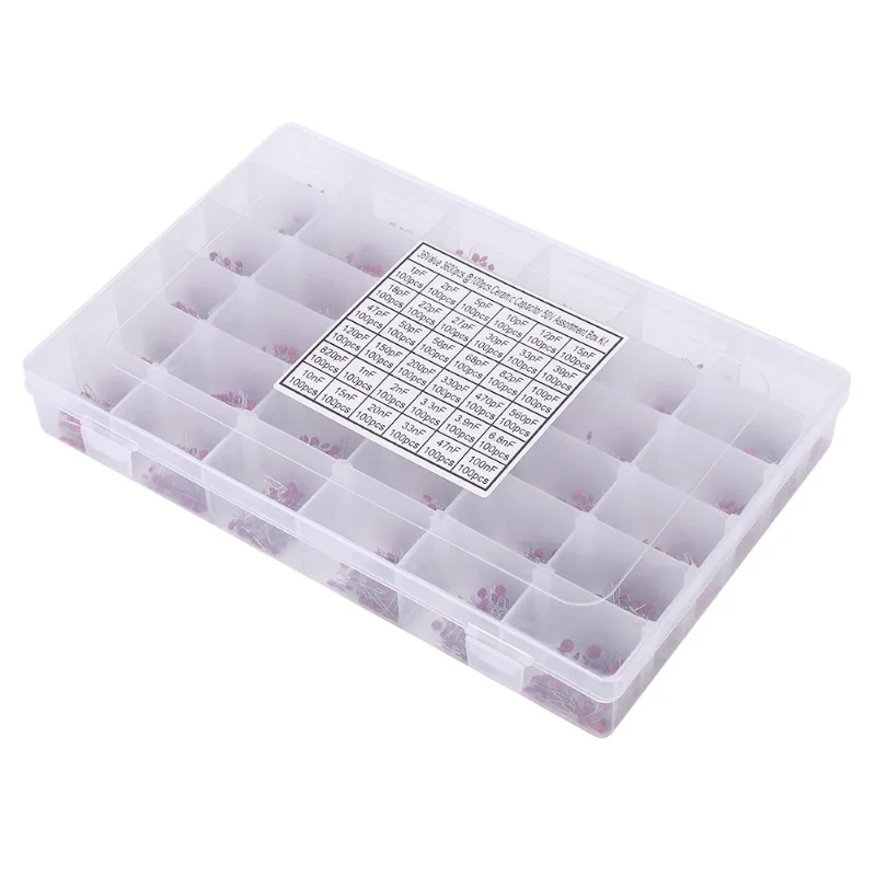 3600Pcs Ceramic Capacitor 36 Specification InLine 1pF100nF 50V Classification Box Kit