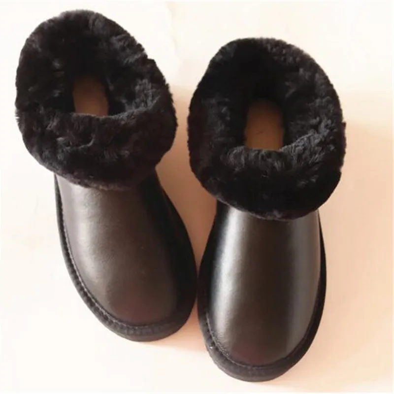 Ankle Boots New 2023 Women Genuine Leather Snow Boots 100% Natural Wool Inside Snow Boots Warm Winter Shoes Ankle Boots