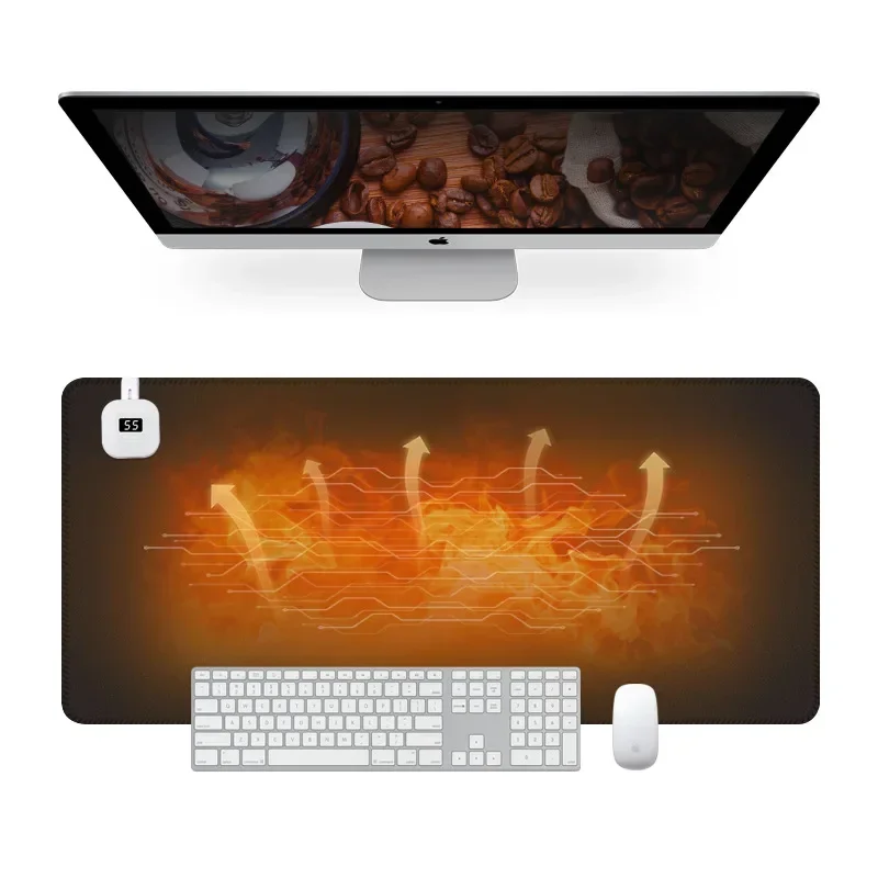 Durable60*36cm Heated Table Mat Office Mouse Table Mat Large Size Computer Girls Workstation Keyboard Student Heated Table Mat