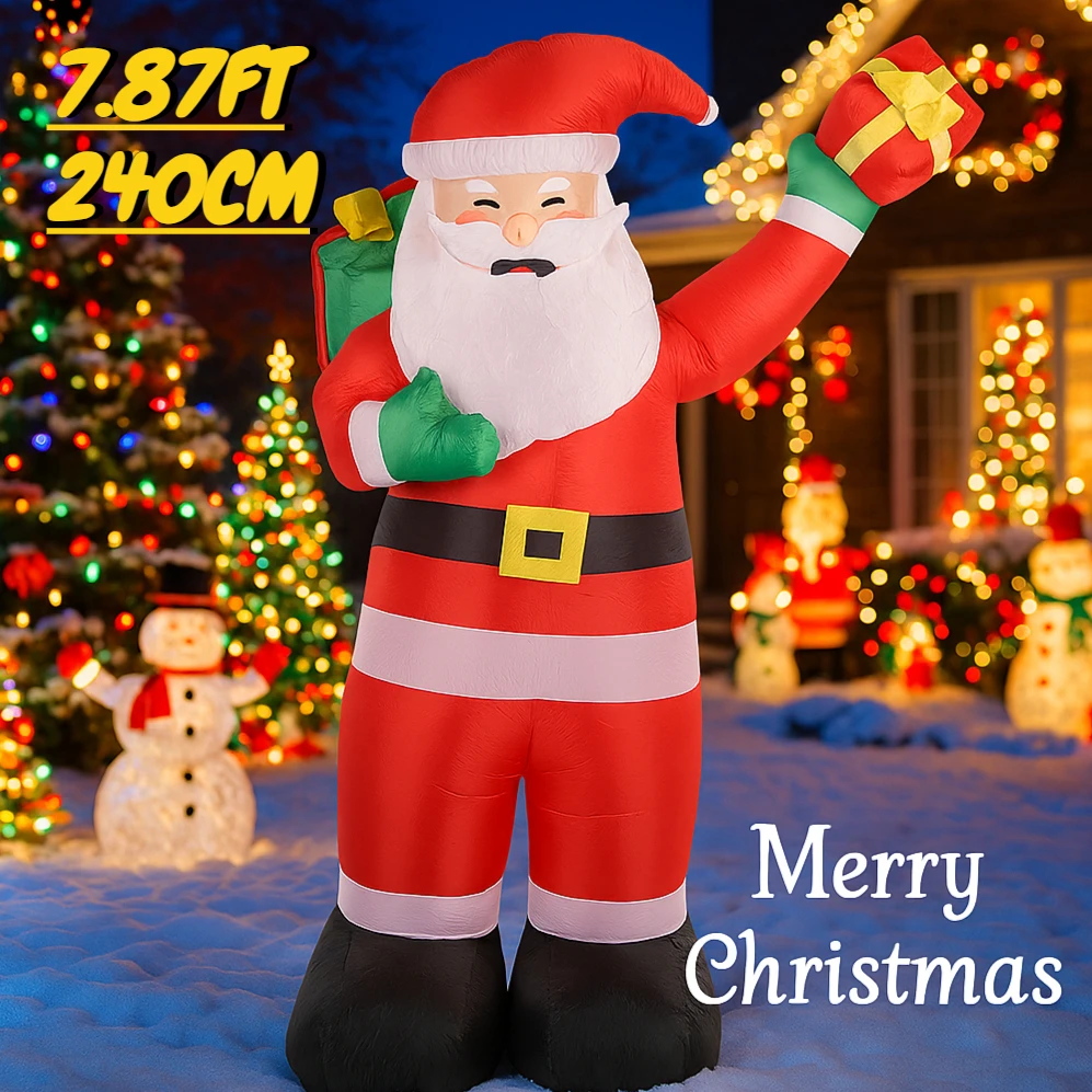 

7.87FT Inflatable Toy Santa Claus Gift Bag with LED Light Xmas Yard Lawn Party Decoration Christmas Home Supplies Ornaments Gift