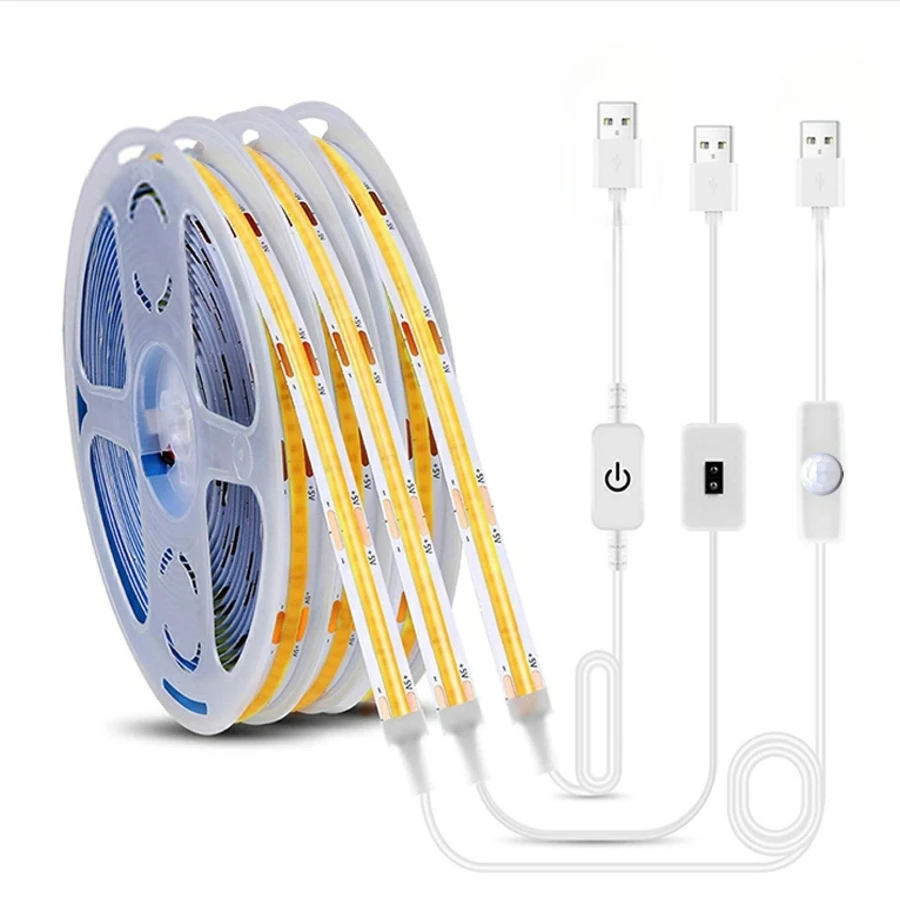COB USB LED Strip Light with Sensor Decoration Lighting Tape for House Room Backlight 1M 2M 3M Ribbon