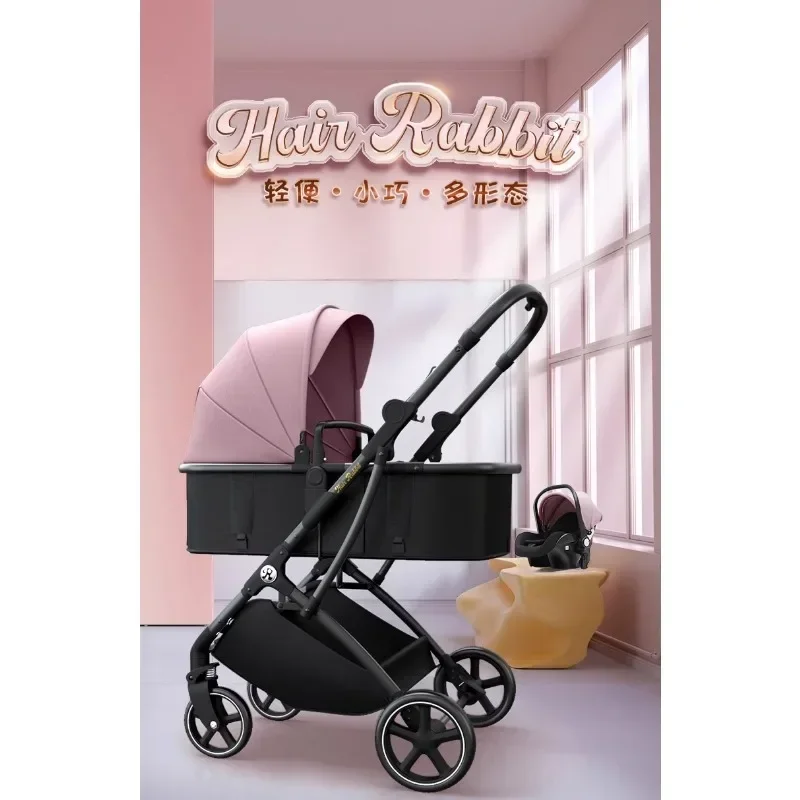 

Baby Stroller Portable Folding can Sit and Lie Down Children's Four-Wheeled Stroller One Button to Close the Stroller