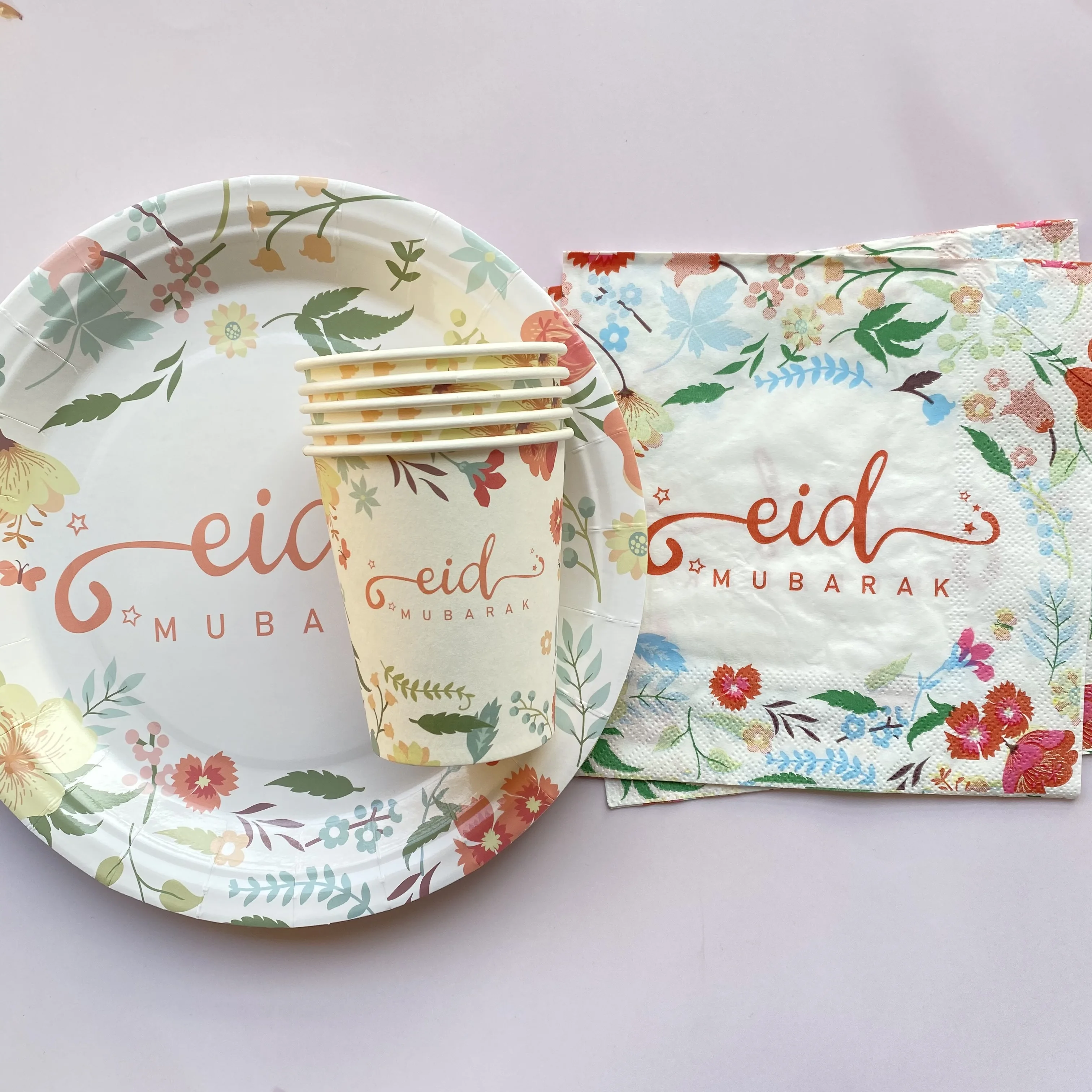 Eid Mubarak Disposable Tableware Ramadan Decoration Plate Cup Islamic Muslim Party Ramadan Kareem Eid AL Adha Decor For Home