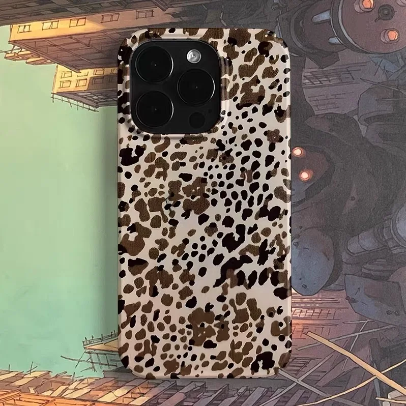 

Yellow Brown Leopard Print Style Phone Case for IPHONE 17 Air 16E 15 PROMAX 14 Plus 13 12 MINI 11 16Plus XR Acrylic Phone Cover