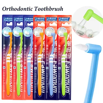1PC profesjonalna ortodontyczna szczoteczka do zębów o dużej gęstości szpiczasta i płaska główka międzyzębowa szczoteczka do czyszczenia kreatywne narzędzie do pielęgnacji jamy ustnej