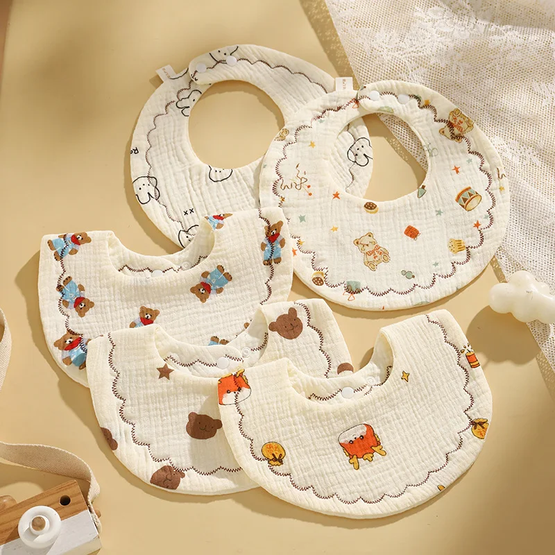 

5-Pack Baby Bibs Soft 6-Layer Cotton Gauze Headscarf-Style Bibs Newborn Bibs