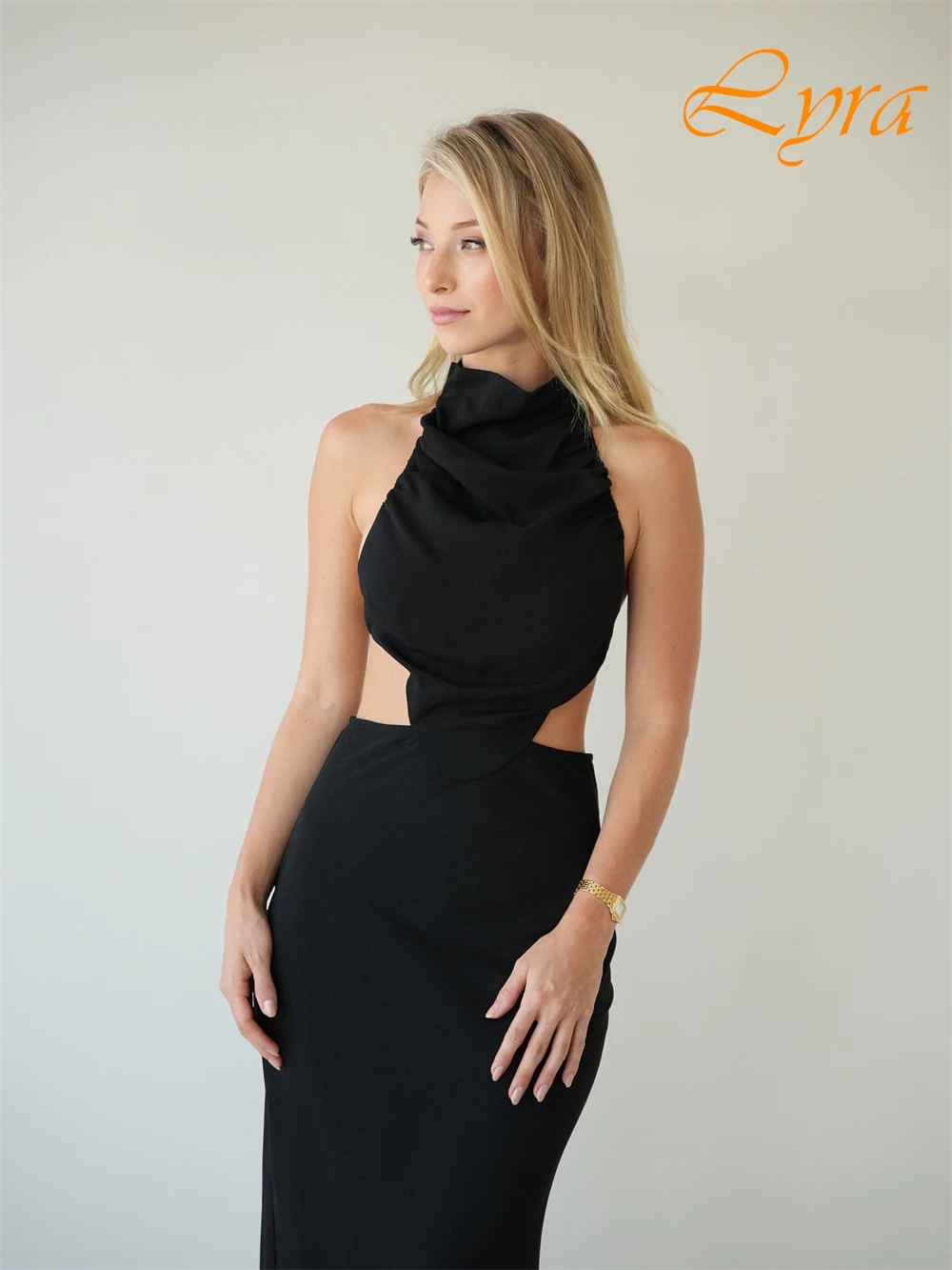 فستان سهرة كلاسيكي مخصص بياقة عالية من الجيرسيه، فساتين حفلة موسيقية رائعة مفتوحة الظهر، بدون أكمام، فساتين مناسبة خاصة