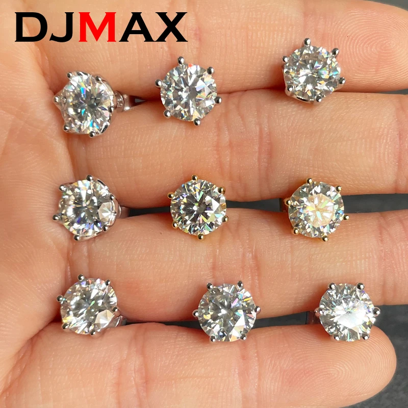 DJMAX 0.2-3ct Moissanite Diamond Stud Earrings for Women Orginal 925 Sterling Silver Screw Back Women Moissanite Earring 2024