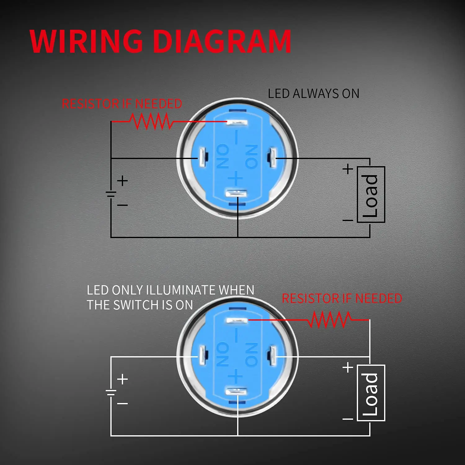 12/16mm Latching Push Button Switch Metal Stainless Shell IP65 Waterproof Power Symbol Pattern Self-Locking 1NO 1NC