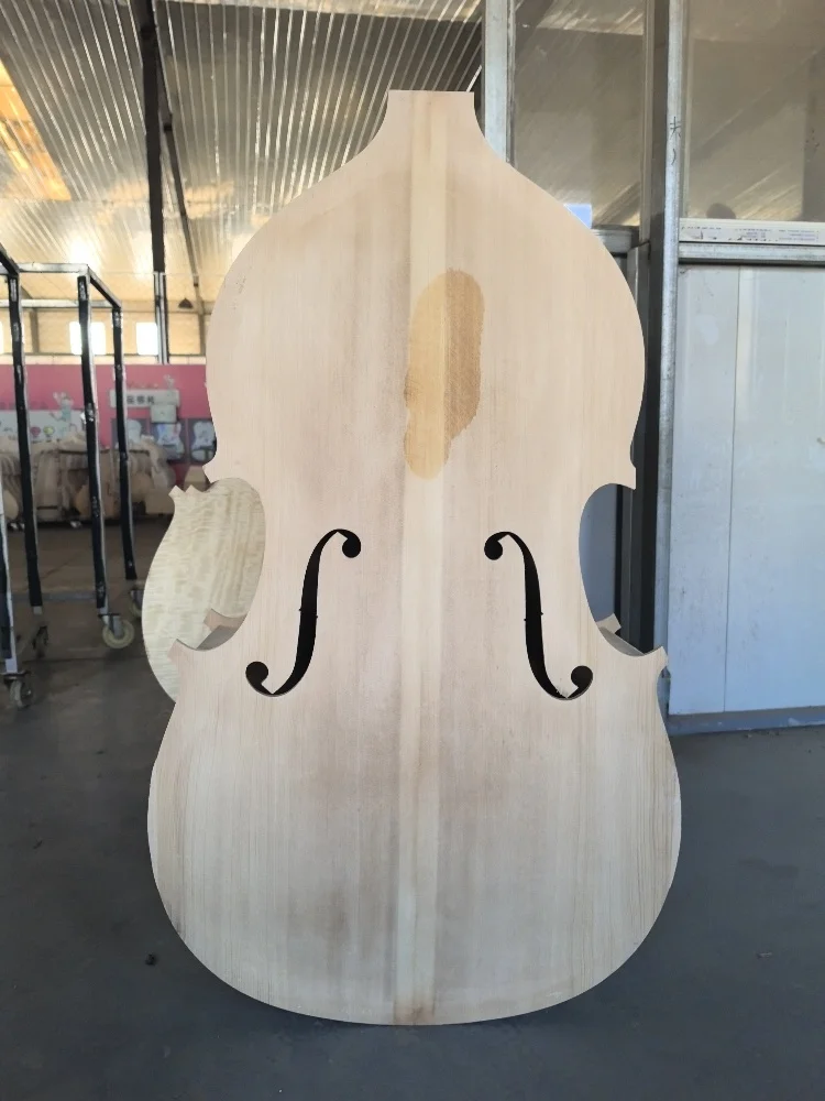 Manufacturer's self sold bass solid wood panel, plywood backboard, flame maple wood, 3/4 bass violin case