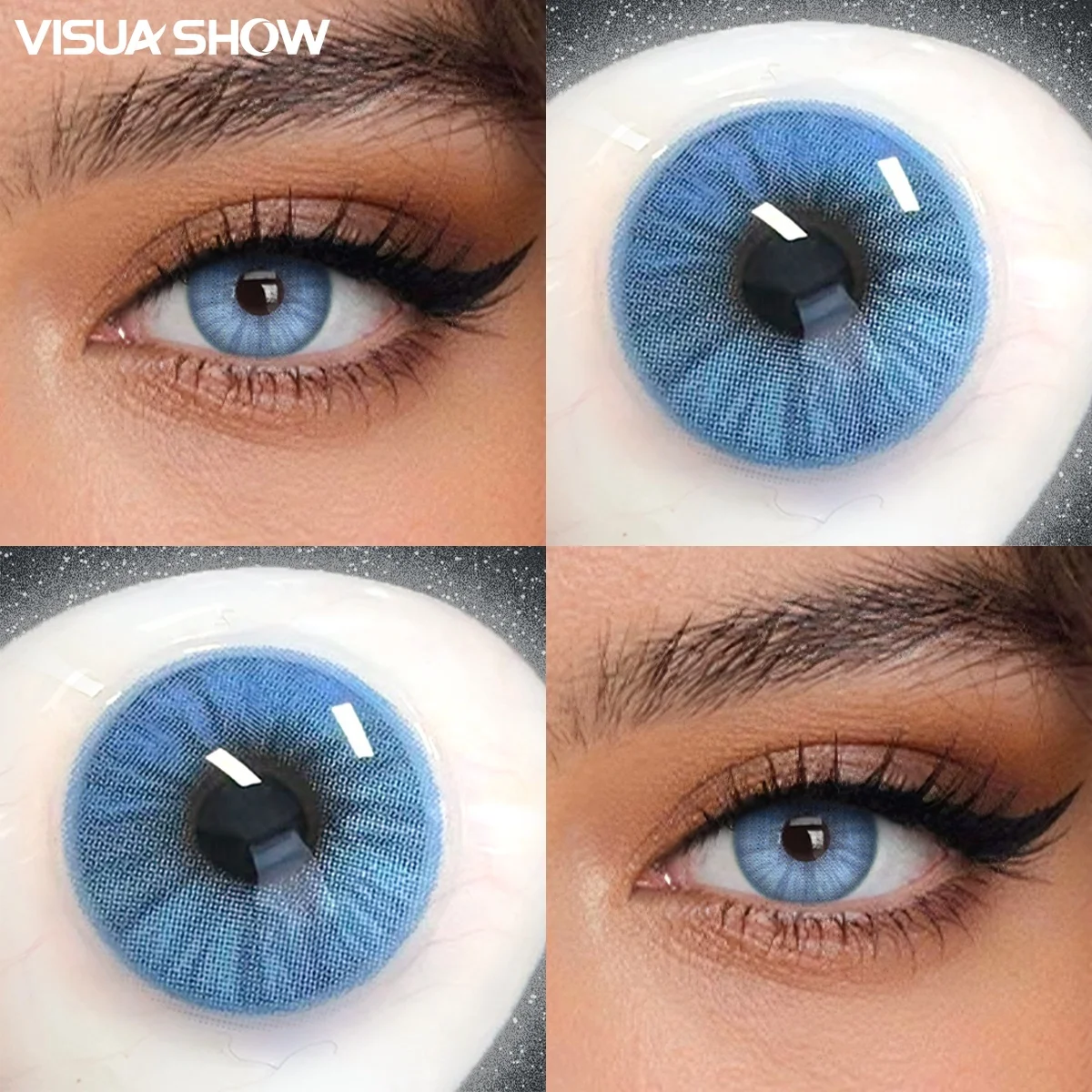 Visuashow Meteor Brown Multichrome Farbige Kontaktlinsen für Halbjährlichen Gebrauch 14,2mm Kleine Pupillen Weiche Linse für Augen-Schönheits-Make-up – Detail 9