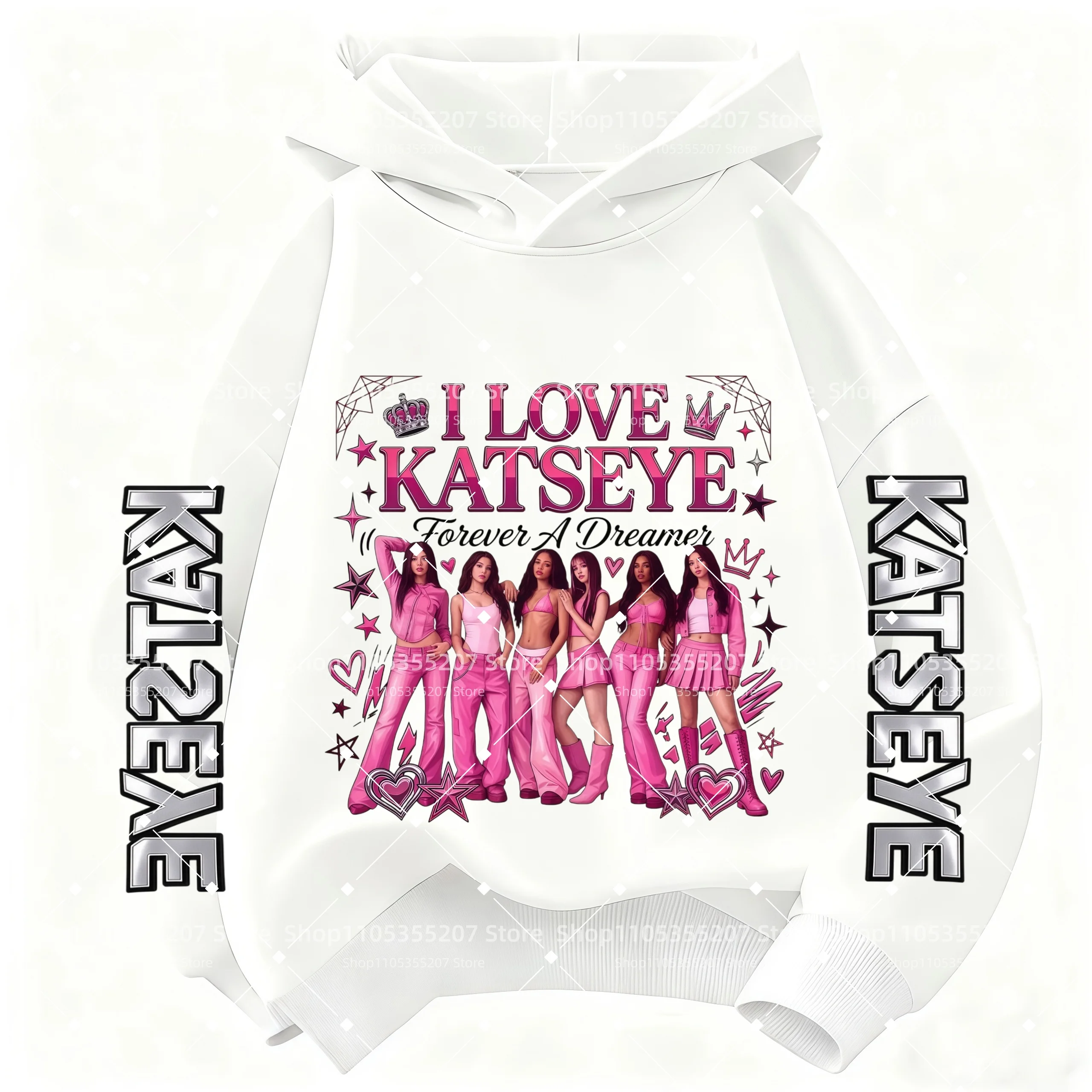 Girls Katseye Kpop Merch Hoodie KIDS Long Sleeve Sweatshirt Trendy OOTD Autumn Winter Sleeve Print Casual Hooded Pullover Tops
