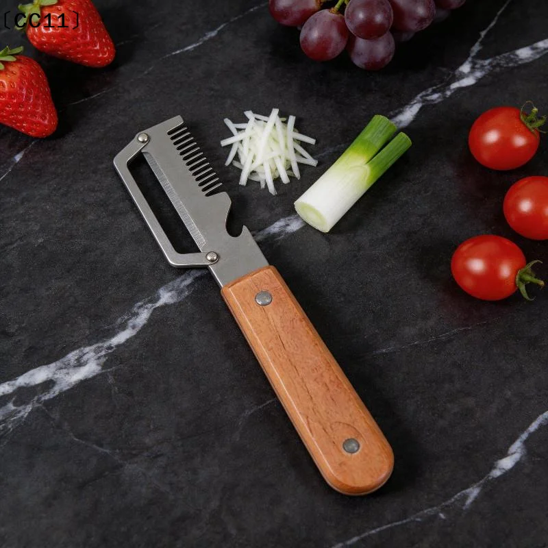 Stainless Steel Vegetable Peeler With Wooden/Plastic Handle 3-in-1 Fruit Potato Peeler With Bottle Opener Peeling Tool〔CC11〕