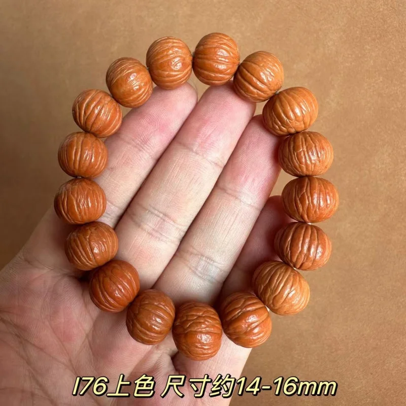 Premium Natural Walnut Bodhi Bead Bracelet Men, Short Thick-Textured, for Meditation and Personal Collection