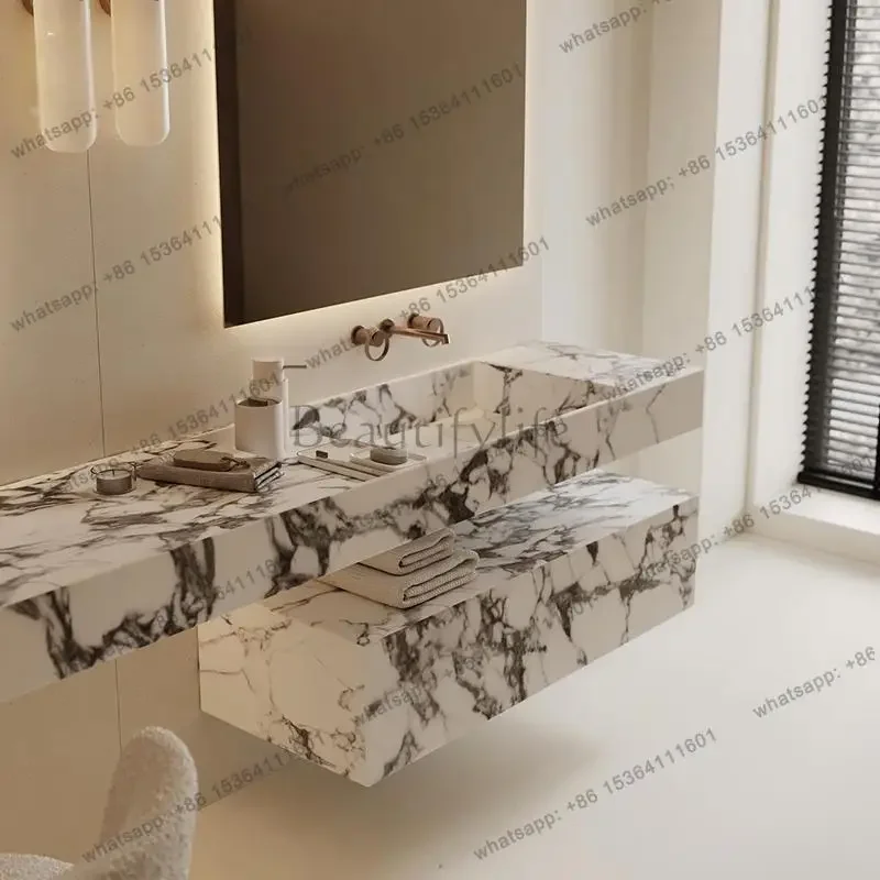 FGFrench Style Wall-Mounted Vanity, kalala white Luxury Stone Bathroom Cabinet, High Hardness & Stain Resistant, Customizable