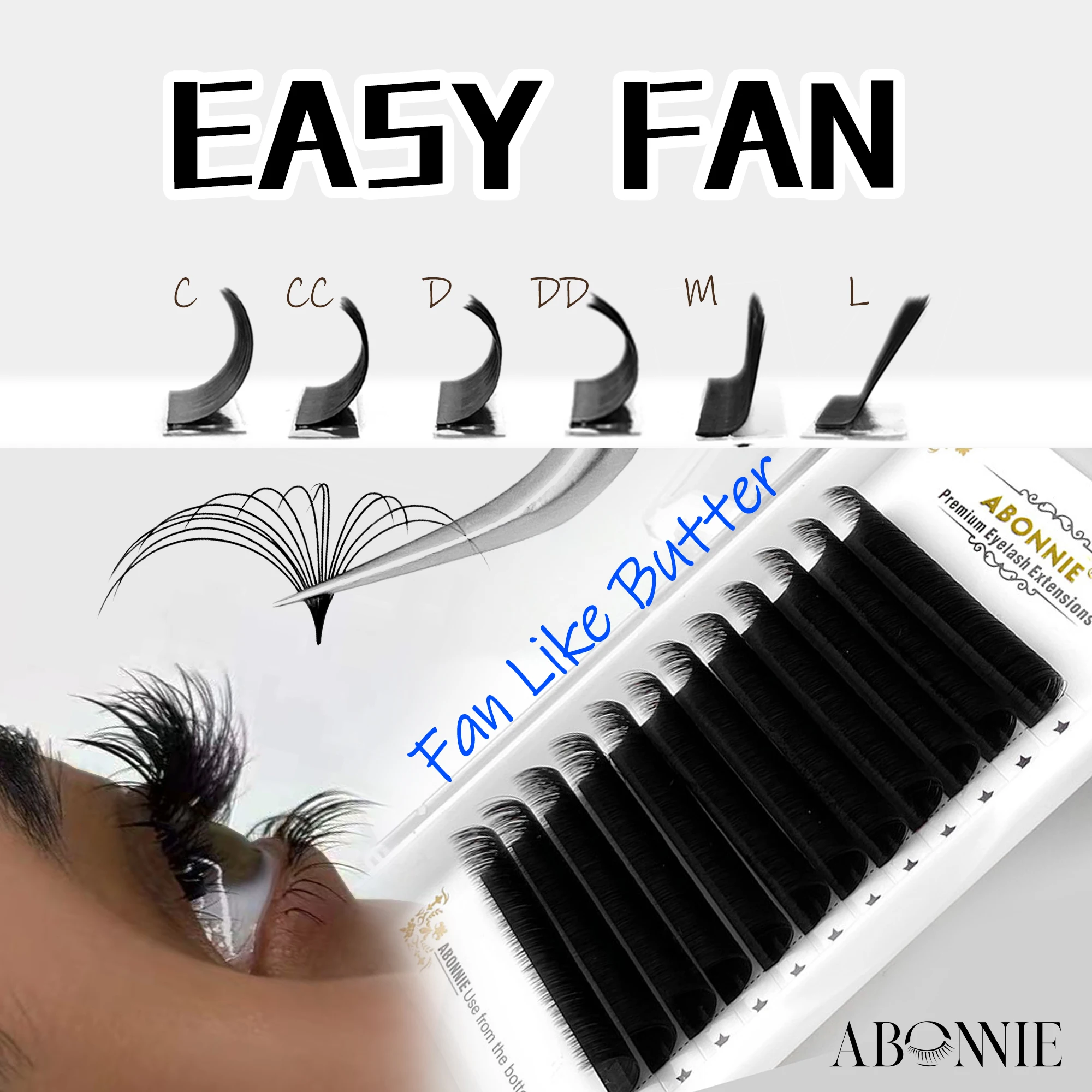 ABONNIE 0.03-0.10mm Easy Fan Eyelash Extension Auto Fan Natural Soft Make Fast Bloom Flower Mega Volume Lashes