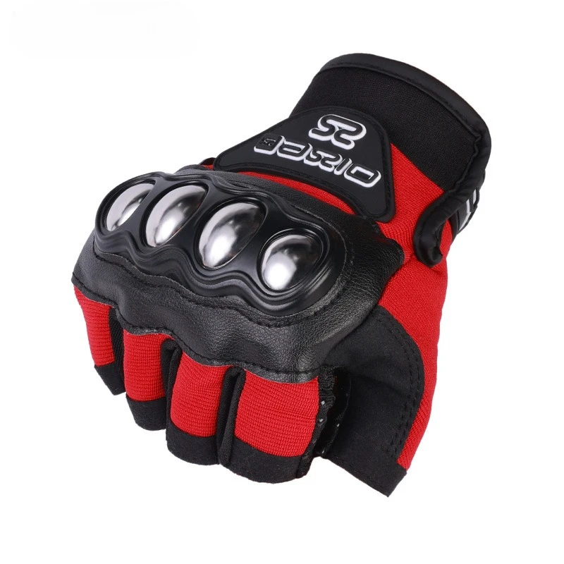 Motorcycle Gloves Men Summer Stainless Steel Breathable Off Road Riding Cycling Gloves Half Finger Gloves Protective Gear
