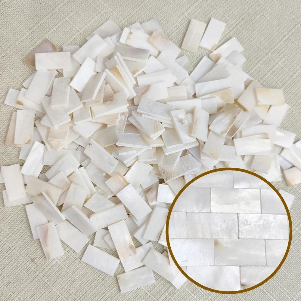 100pcs rectangle FanshapePure White Color  Shell Mother of pearl mosaic tile for Crafts DIY Decoration