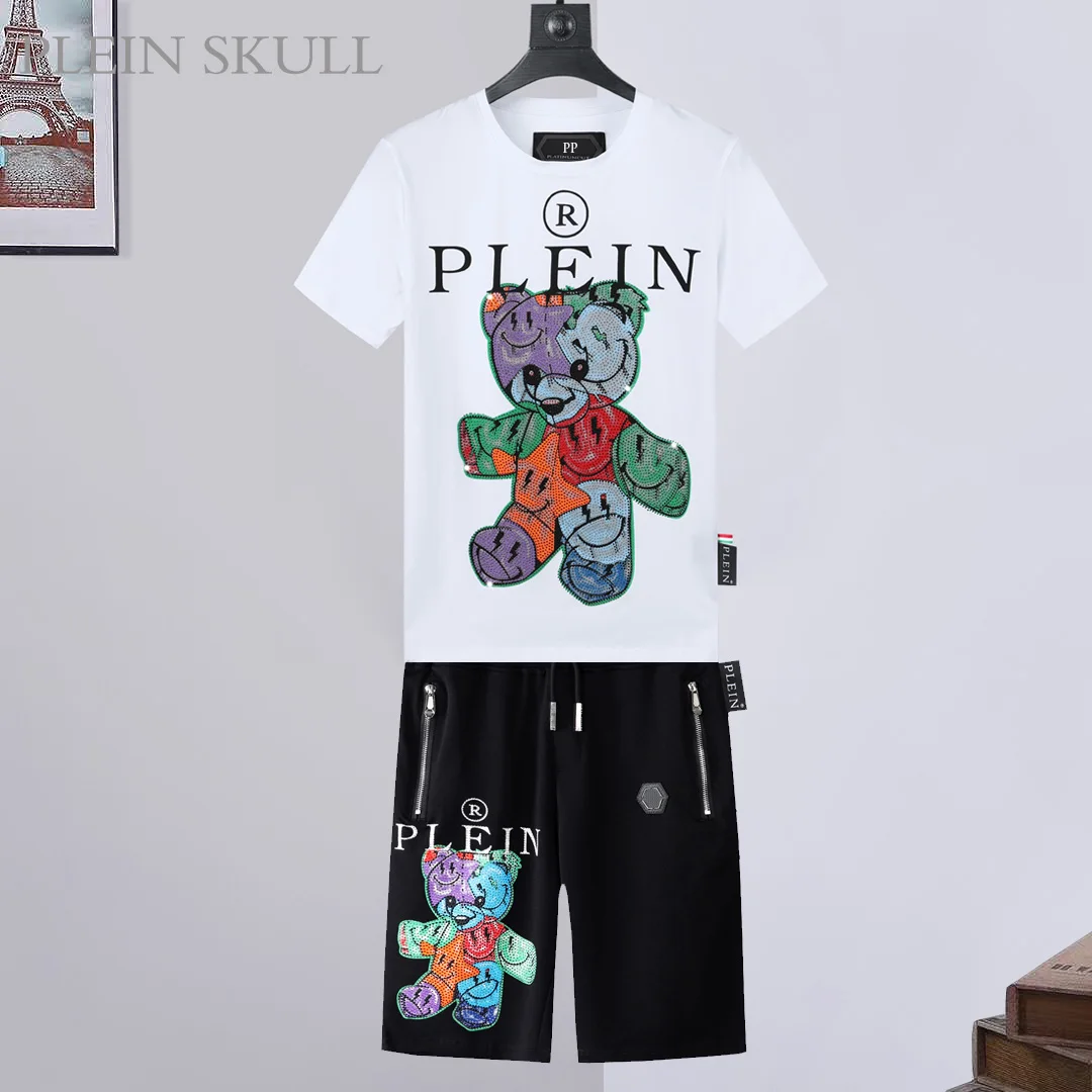 Plein Skull Sports Short Sleeve Set for Men 2025 New Summer Cartoon Cute Cotton T-shirt Premium Half Sleeve Shorts 2-piece Set - view 2