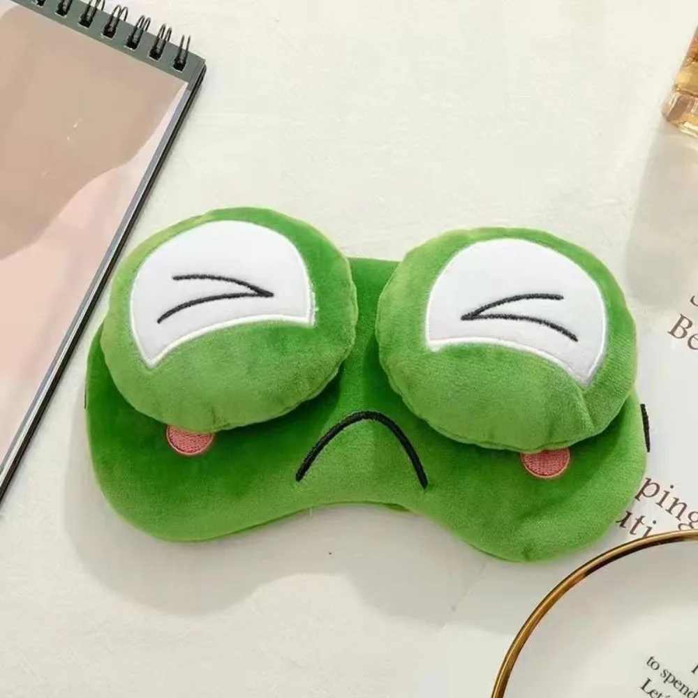 Breathable Funny Frog Sleep Mask Adjustable Plush Frog Blockout Light Eye Cover Headwear Cartoon Sleeping Aid Eye Mask Travel