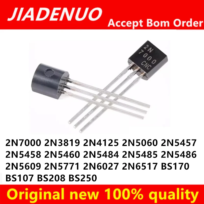 10pcs 2N7000 2N3819 2N4125 2N5060 2N5457 2N5458 2N5460 2N5484 2N5485 2N5486 2N5609 2N5771 2N6027 2N6517 BS170 BS107 BS208 BS250