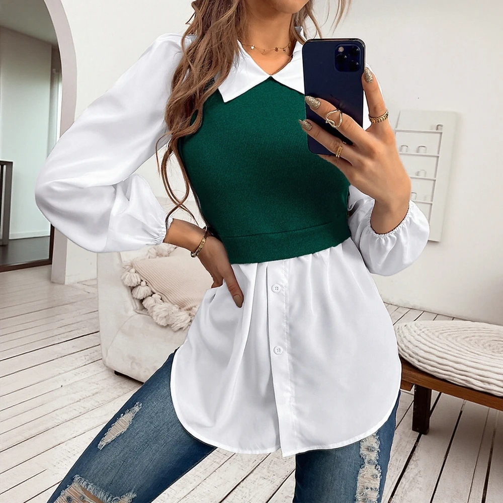 

Женские рубашки, осенне-зимние, элегантные, шикарные, 2024, модные классические полосатые рубашки с длинным рукавом и отложным воротником, рубашки для поездок на работу