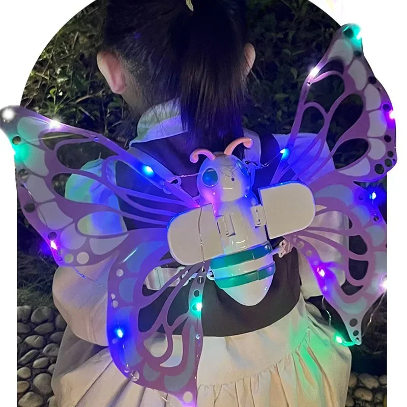 Electric Butterfly Wings Dazzle Colour Lights Sound Effects Girls Angel Elf Feather Back Decoration Girls Light Will Move Toys