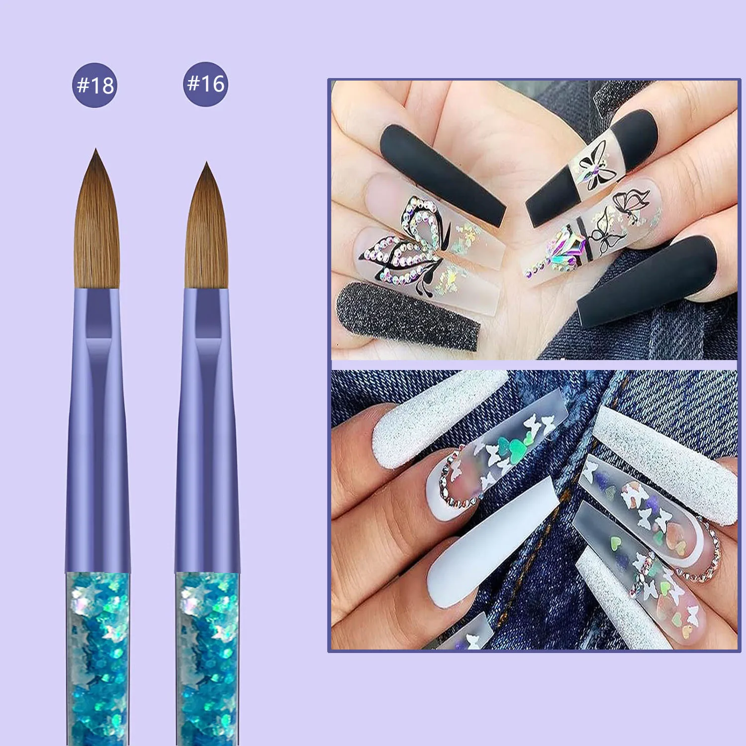 7 stücke Acryl Nagel bürste Set Kolinsky Größe 6 #-18 # für Acryl pulver Anwendung Pailletten Pinsel Erweiterung & Carving Salon nach Hause