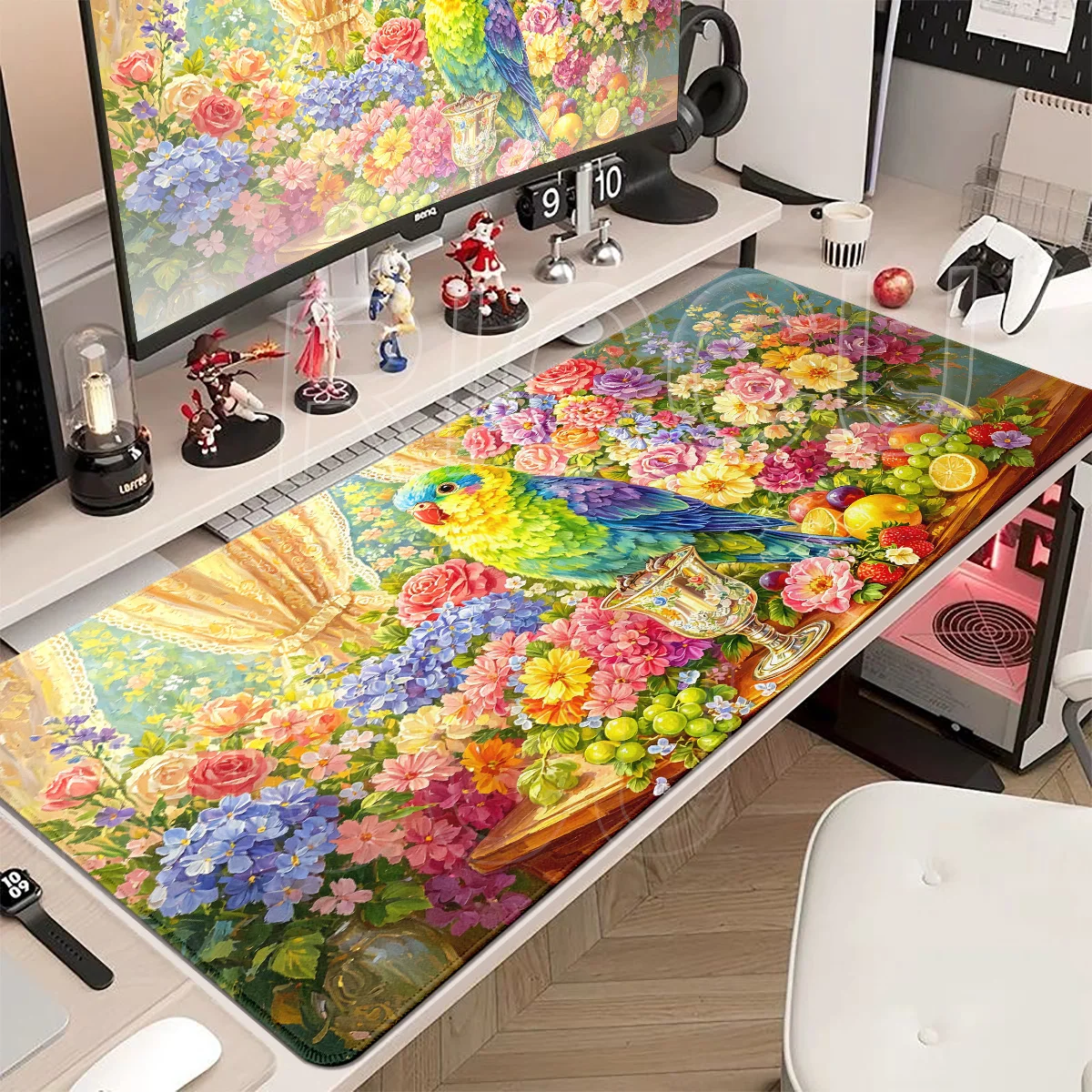 Color Parrot Mouse Pad Oil Painting Soft Gamer Speed Gaming E-Sports Cute Parrot Large Rubber