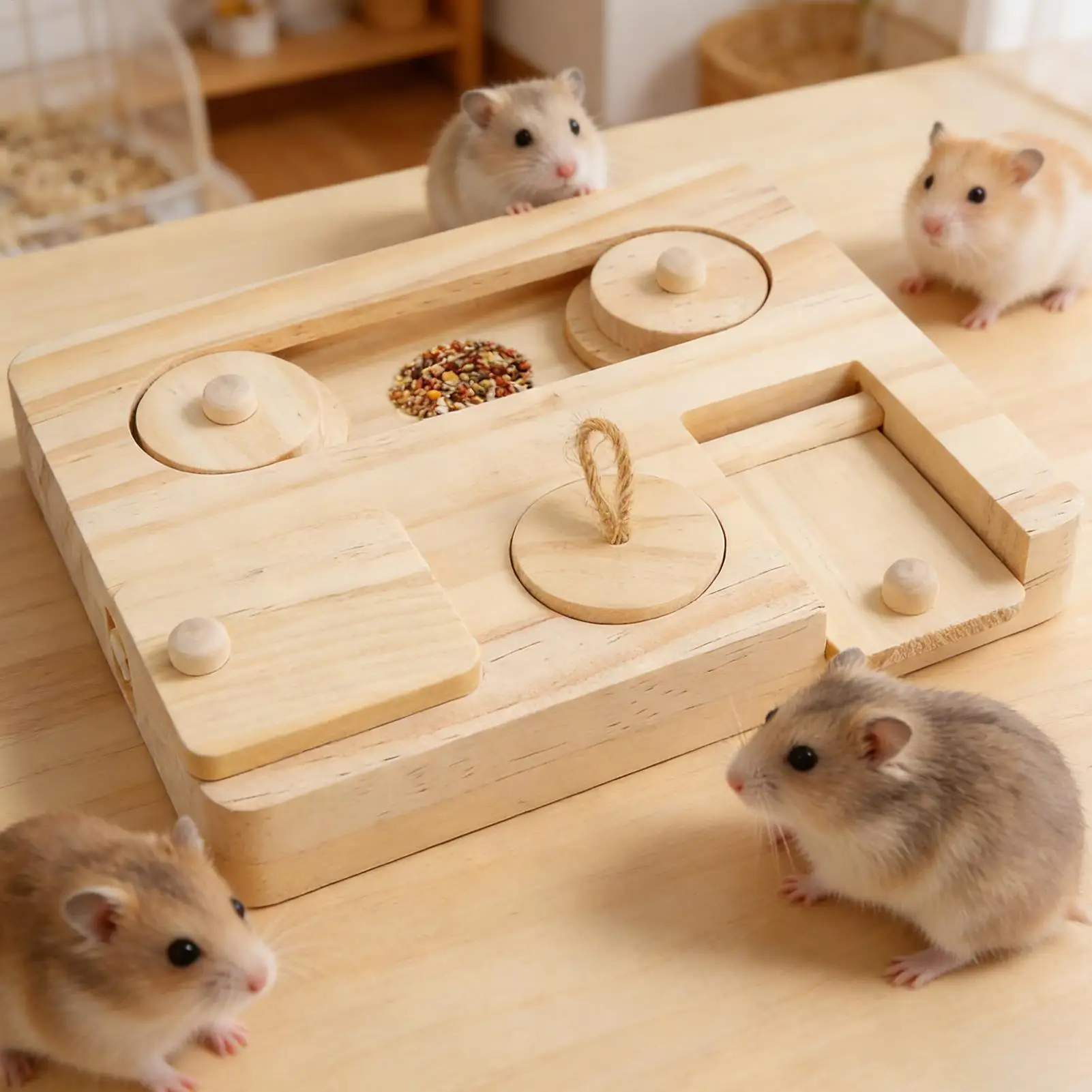 

Enrichment Toys For Bunny Small Animal Wooden Foraging Puzzle Interactive Dispenser Cute Pet Puzzle Toys For Indoor Feeding Cage