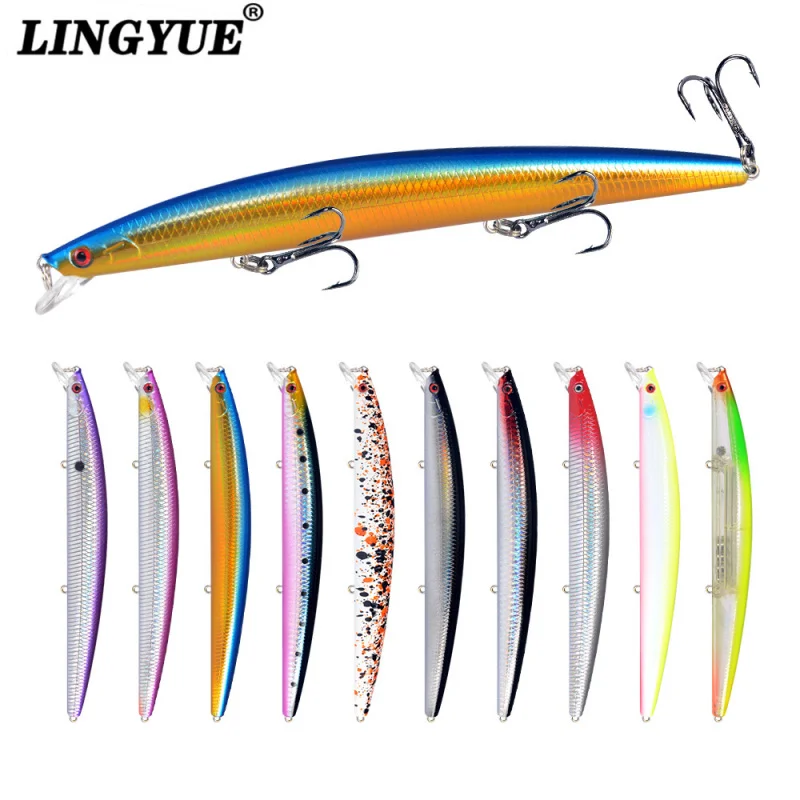 

10 шт. 18 см 24 г 2 # Усиленная крючковая приманка, плавающий воблер, тонкий тройник, для дальнего заброса, подходит для пресной и соленой воды.