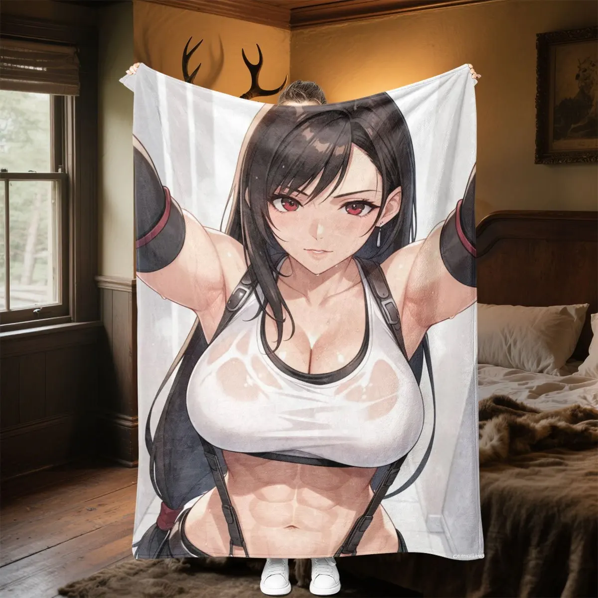 Anime sexy female pattern Flannel printed blanket suitable for all seasons suitable for living room office sofa and travel