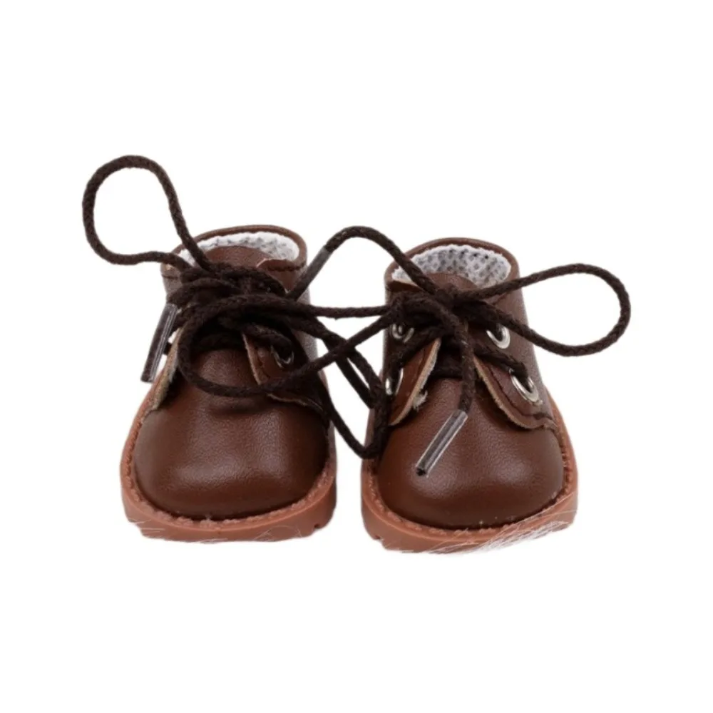 Mini Lace-up Short Leather Shoes For 20cm Cotton Doll Black White Brown Casual Flat Doll Outfit Shooting Decor Accessory