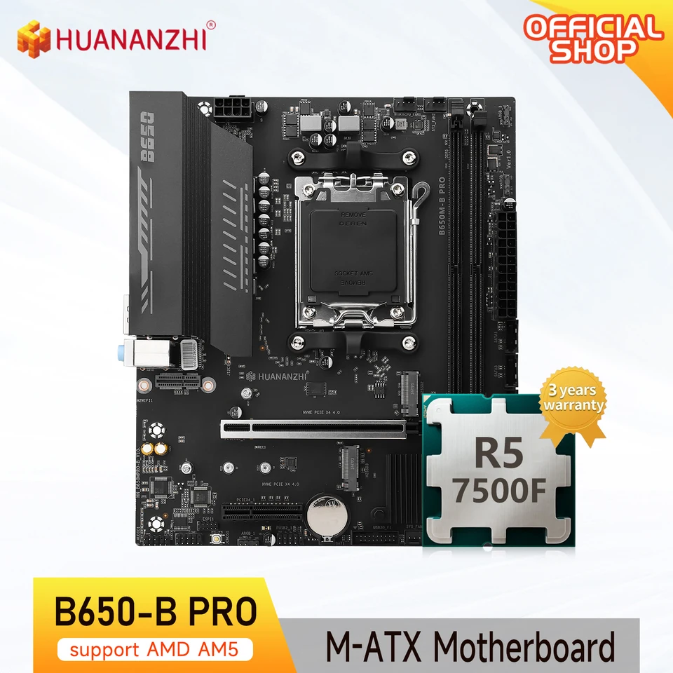 HUANANZHI B650M B PRO AM5 Motherboard for Ryzen R5 7500F