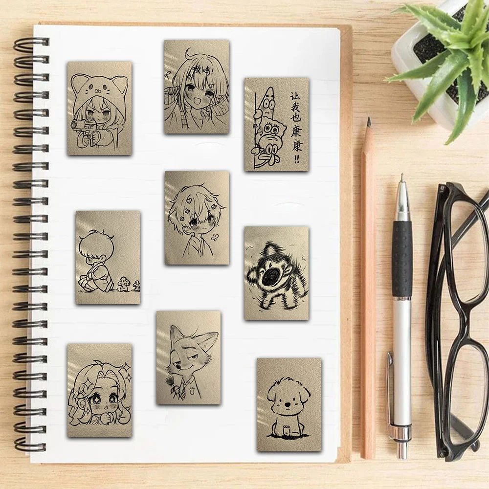 64 قطعة Q-نسخة رسم بسيط ملصقات الكتابة على الجدران الإبداعية سجل القصاصات الهاتف الغيتار سكيت دراجة جدار سطح المكتب الديكور