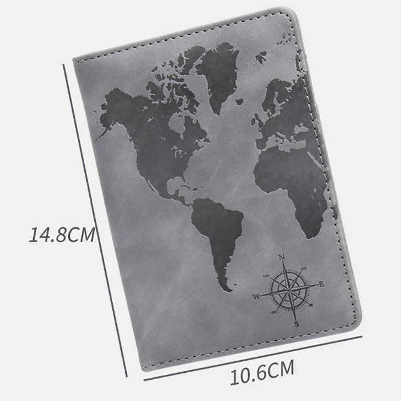 RFID World Map Passport Holder Travel Wallet Clip Strap Anti-magnetic Multi-card Porta Pasaporte Elastic Band Ticket Clip